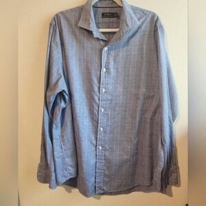 Polo Ralph Lauren Blue Plaid Long Sleeve Button Down Shirt XL Cotton Breathable‎